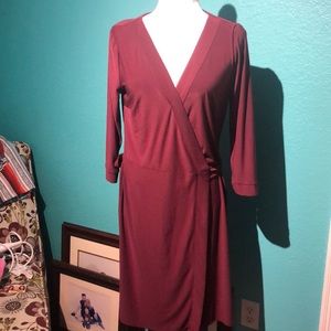 White House Black Market maroon wrap dress size 10